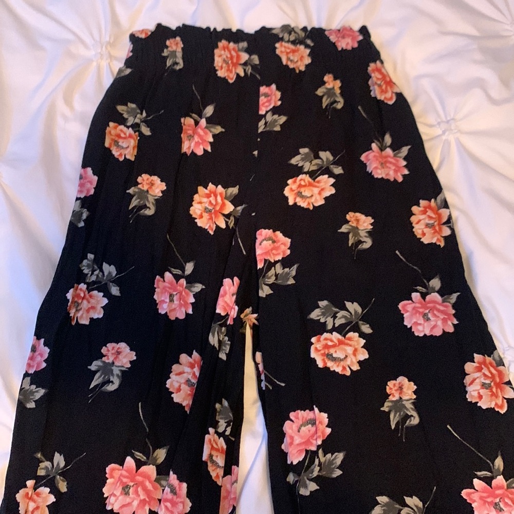 floral black floral pants american eagle xs